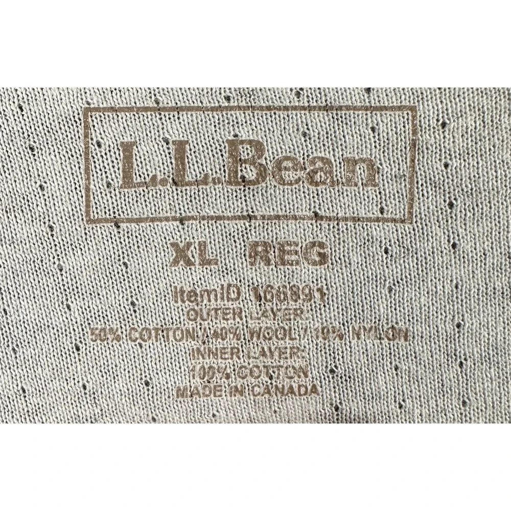 L.L. Bean Sweater Mens XL Grey Henley Wool Blend Two-Layer Pullover Long Sleeve